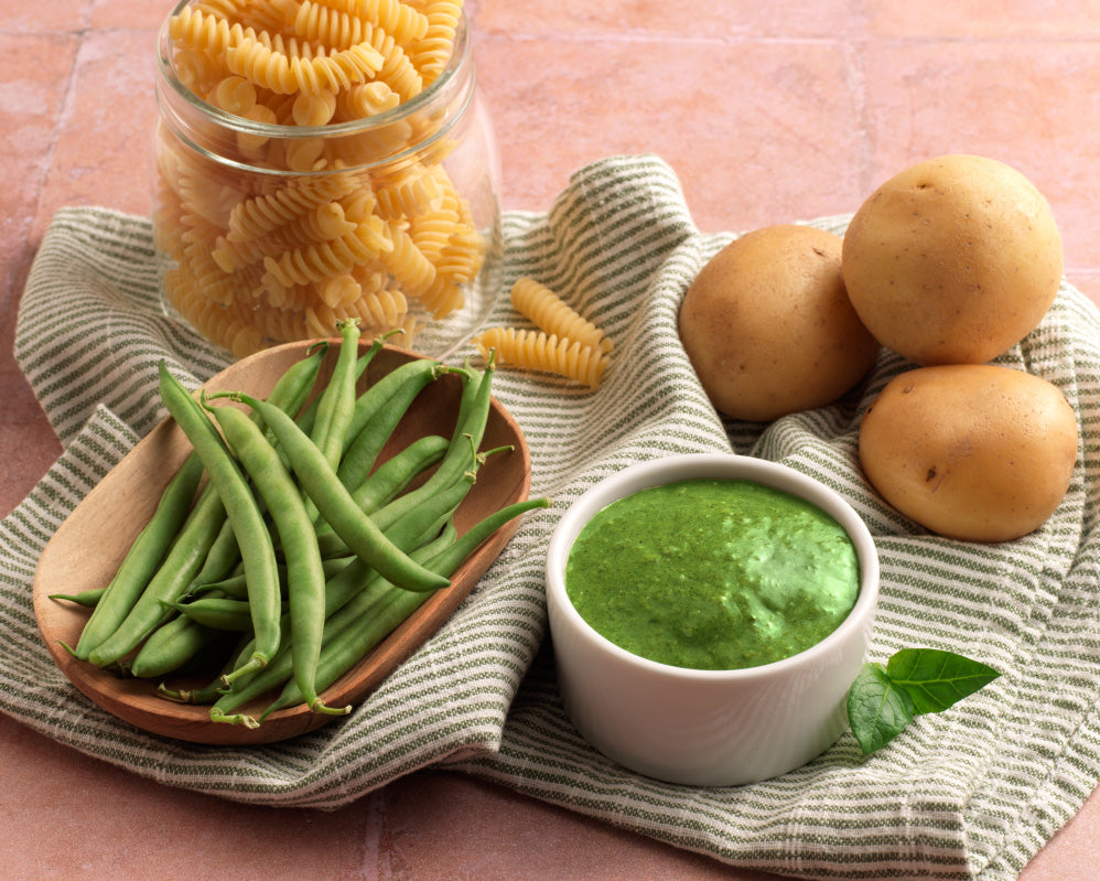 Fusilli con pesto alla ligure