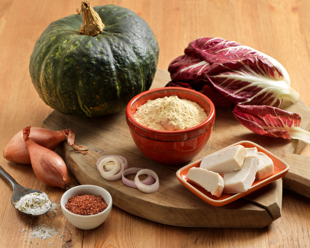 Farinata affumicata con zucca e radicchio