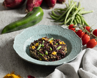 Curry di riso nero con lenticchie