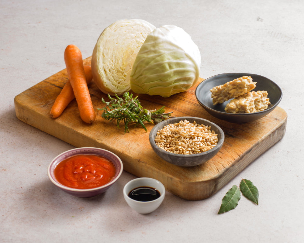 Avena con ragù di verdure e tempeh