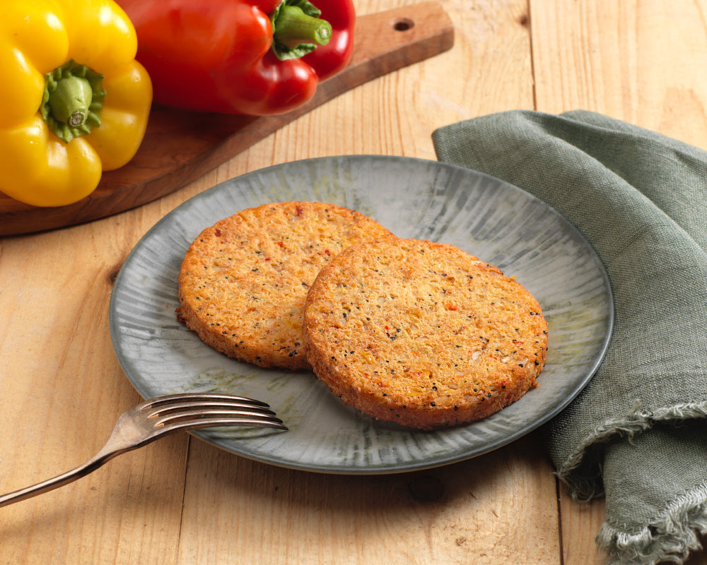 Burger vegetale di farro, peperoni e quinoa