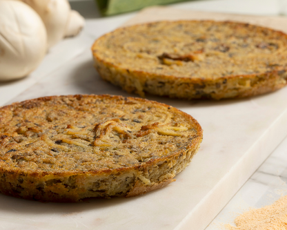 Frittatina soffice con funghi e porri