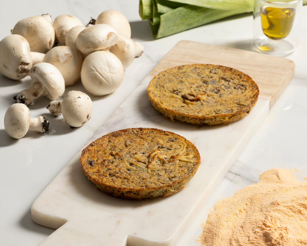 Frittatina soffice con funghi e porri