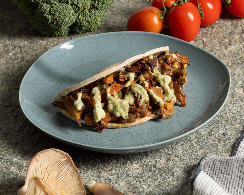 Kebab di funghi con piadina