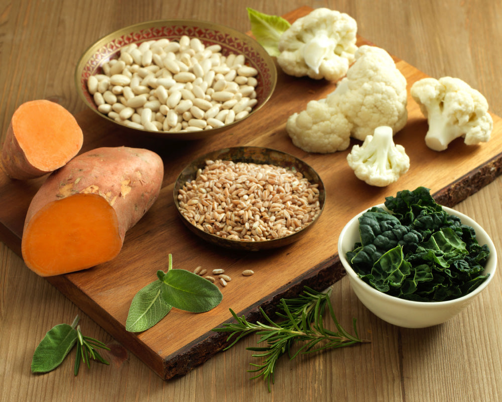 Minestra di farro, fagioli cannellini e batata arancione