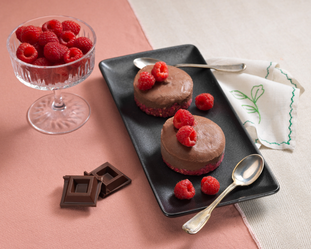 Mousse vellutata cioccolato e lamponi