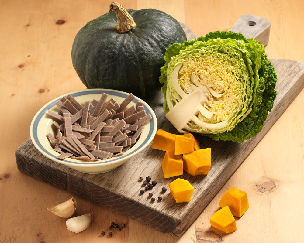 Pizzoccheri, verze e crema di zucca